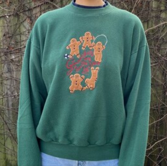 Vintage 90s double collar Grandma holiday Christmas crewneck size Large - Picture 2 of 9